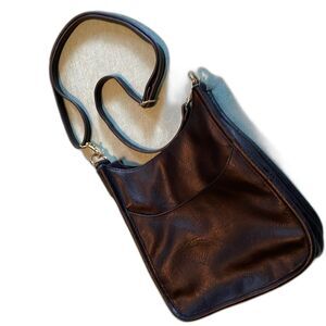 Ah Dorned black vegan leather crossbody bag NWOT 9" x 9" magnetic closure